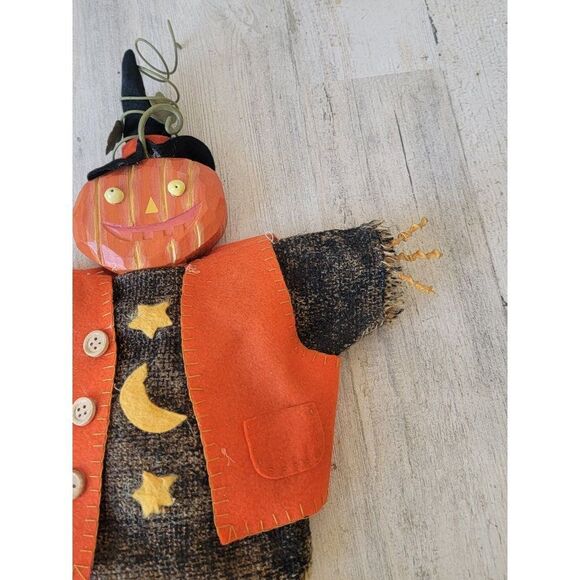 Vintage pumpkin scarecrow hanging doll prop Halloween decor unique - Picture 5 of 9